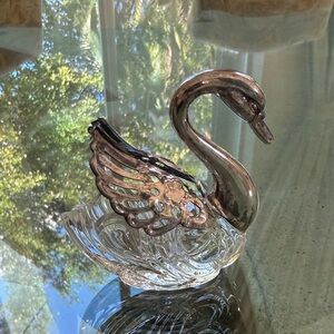 sterling Made in Italy Silver and Crystal Swan Figurine